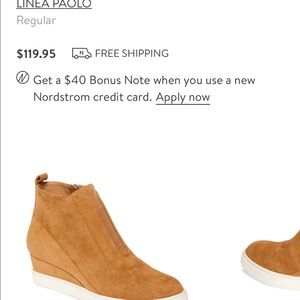 Linea Paolo Anna Sneaker Wedge Suede Tan size 8